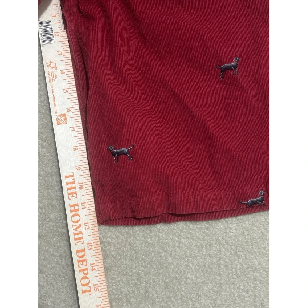 Vintage‎ Chaps Corduroy Shorts Embroidered Labrador Dogs 38x30 Red Casual Preppy